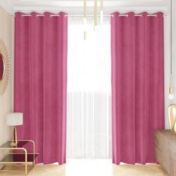 PETTI Artigiani Italiani - Velvet Curtains with Panels for Interior with Rings 2 Pieces 140 x 280 cm, Velvet Curtain for Bedroom and Living Room, Blackout and Modern, Fuchsia, 100% Made in Italy