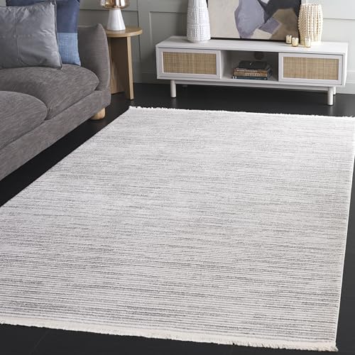 Safavieh Modern Rug for Living Room, Dining Room, Bedroom - Whisper Collection, Short Pile, in Ivory and Grey, 160 x 229 cm