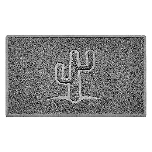 Nicoman Cactus Embossed Shape Door Mat Dirt-Trapper Washable Barrier Doormat-(Use Indoor or Sheltered Outdoor)-(75x44cm/29.5x17.3inches,Medium) Grey