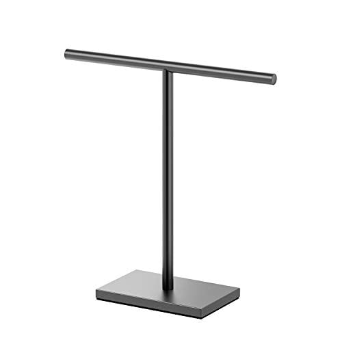 "Gatco 1444MX, Modern Rectangle Base Freestanding Countertop Towel Holder, Matte Black / 10.50"" W x 11.13"" H T-Shape Style Countertop Hand Towel Holder for Bathroom, Kitchen/Fingertip Towel Rack"