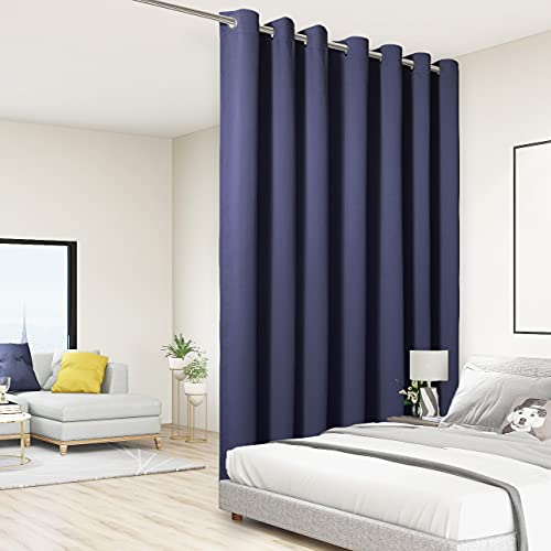 Bonzer Room Divider Curtain Total Privacy Wall Screen Partitions - Extra Wide Thermal Insulated Blackout Curtains for Slide Window, 108L x 108W Inch (9L x 9W ft), 1 Panel, Navy