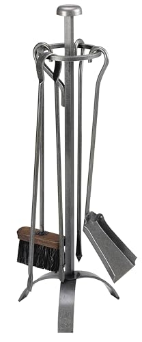 ARDUFEU - Montmartre Fireside Companion Set, 4-Piece Black Steel Fireplace Tools with Stand, Traditional French Design, Durable, Safe & Compact for Any Fireplace