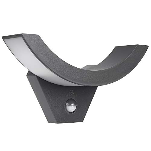 Maclean MCE290 Decorative LED Lamp with Infrared Motion Sensor Wall Lamp Indoor Lamp Outdoor Lighting 800lm 10W IP54 Waterproof (Grey)