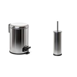 TATAY Stainless Steel Bathroom Bin with Pedal, 3L Capacity + Mirror Toilet Brush, Made of Stainless Steel, Polypropylene Inner Bin