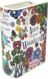 STEEL MILL AND CO. Original Large Book-Shaped Decorative Vase, Ceramic, Cute Bookshelf Decor, Unique Vase for Book Lovers, Alice's Adventures in Wonderland - Floral Nonsense