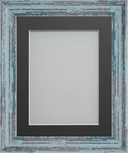 Frame Company Lynton Rustic Blue Photo Frame with Grey Mount, 8x6 for 6x4 inch, fitted with perspex