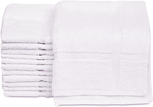 GOLD TEXTILES MMSD 12 Pack New Cotton Economy Bath Mats (White,18x25 inches) Light Weight Fast Drying Commercial Grade Bath Rugs