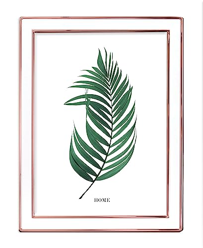 Inov8 Framing Tarnish Resistant Silver Plated Picture Frame - Rose Gold Cream Enamel Design for 7x5 Inch (18x12cm) Photo