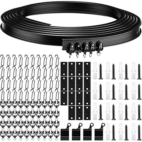 Jetec Bendable Ceiling Curtain Track Ceiling Mount Curved Flexible Soft Windows Curved Track for Curtain Rail with Metal Curtain Hooks, Bed Curtains Room Divider, Ceiling Track