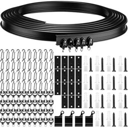 Jetec Bendable Ceiling Curtain Track Ceiling Mount Curved Flexible Soft Windows Curved Track for Curtain Rail with Metal Curtain Hooks, Bed Curtains Room Divider, Ceiling Track