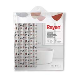 Rayen - Bath Curtains - Shower or Bath Curtain - Waterproof - PVA - Translucent - PVC Rings - Includes 12 Hooks - 180 x 200 cm - White with Colourful Cycles