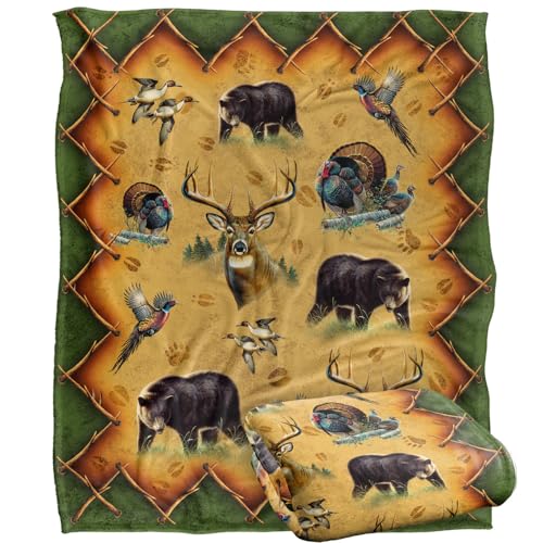 Jq Licensing - Cf-Jp Tribal Lodge Hunting Animals Silky Touch Super Soft Throw Blanket 152 X 127 Cm