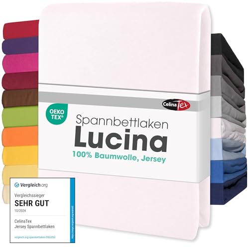 CelinaTex Lucina Topper Fitted Sheet Divan Cover Cotton 2er-Set 140x200-160x200 cm snow white