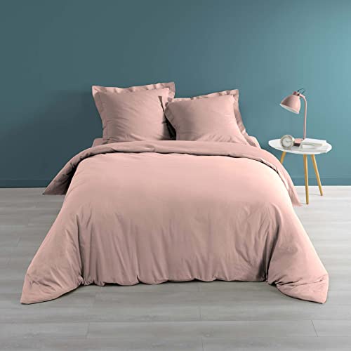 douceur d'intérieur, Duvet Cover (260 x 240 cm) Percaline Pink, Cotton Percale
