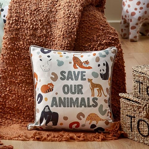 little furn. Wildlife Save Our Animals Piped Feather Filled Cushion