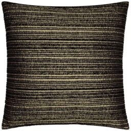 Paoletti Jupiter Polyester Filled Cushion – Pearlescent Jacquard Chenille Linear Textured Decorative Pillow (Black/Gold - 50x50cm)