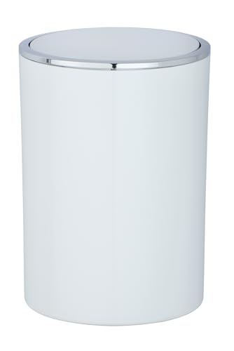 "Wenko"" Inca Swing Cover Bin, ABS, White/Chrome, 18.5 x 18.5 x 25.5 cm"