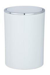 "Wenko"" Inca Swing Cover Bin, ABS, White/Chrome, 18.5 x 18.5 x 25.5 cm"
