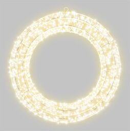 XMAS HAUS Pre Lit LED Shape with 5m Lead, Timer PSU, Warm White LEDs, Hanging Points, White Wire Frame for Indoor and Outdoor on Doors, Walls, Ceilings for Christmas Decorative Lighting Wreath