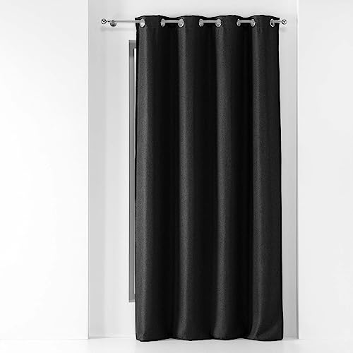 Douceur d'Intérieur, Curtain with Eyelets 135 x 240 cm Tramina Black Woven Blackout