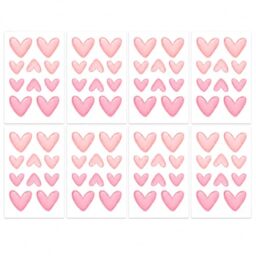 8 Pcs Pink Heart Wall Stickers - 80 Decals for Girls Bedroom & Nursery - 22.5x15cm waterproof PVC sheet, removable peel and stick adhesive without residue for playroom door & window DIY
