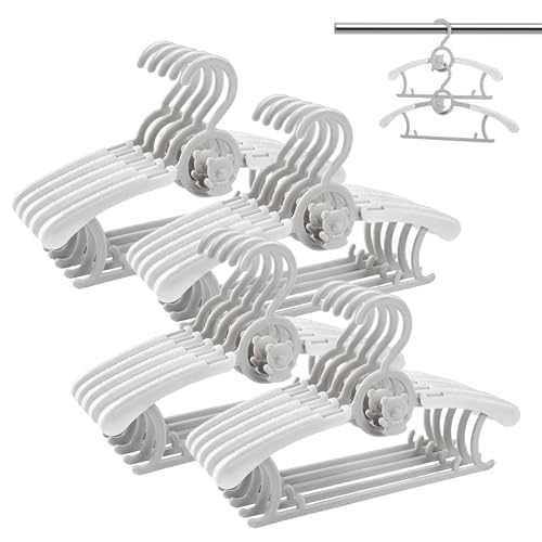 HGYZE Baby Nursery Closet Hangers, Ultra Thin Non-Slip and Extendable Laundry Infant Pant Hanger for Newborn Clothes - 20pcs Grey Gift - Adjustable Children Coat Hanger for Girl Boy Toddler Kids Child