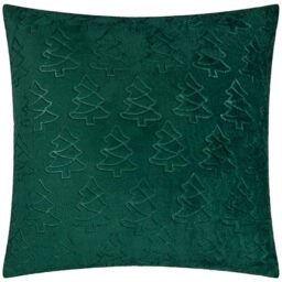furn. Festive Trees Cushion Cover– Soft Flannel Fleece Winter Embossed Christmas Decorative Case (Emerald - 50x50cm)