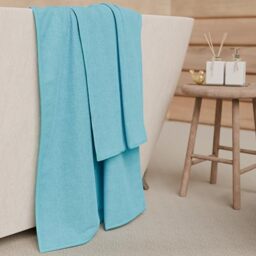 PETTI Artigiani Italiani - 100% Cotton Terry Bath Towels, 2+2 Towel Set, 4 Pieces 2 Face Towels and 2 Hand Towels, Turquoise Towels