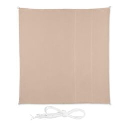Relaxdays Sun Sail Shade Square, Polyester Fabric, UV Protection, Canopy with Ropes, 2.5 x 2.5 m, Beige