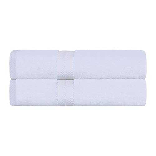 Superior Turkish Cotton Ultra-Plush 2-Piece Bath Sheet Set, Oversized Towels for Adults and Kids, Hotel Collection, Fluffy Soft, Quick Drying, Home Essentials, Guest Bathroom, Apartment, White