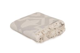 Fouta Beach Towel, 100% Cotton, 90 x 170 cm - High Absorbency, Soft and Lightweight (215 g/m²) - Light Grey, Machine Washable