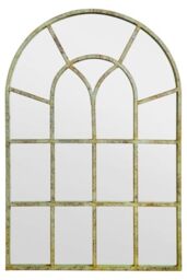 "MirrorOutlet The Kirkby - Rustic Metal Framed Gothic Arched Wall Mirror 36"" X 24"" (90CM X 60CM) Glass Mirror with Black All weather Backing, Bronze"