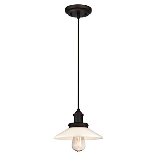 63494 Abigail One-Light Indoor Pendant, Oil Rubbed Bronze Finish with White Opal Glass