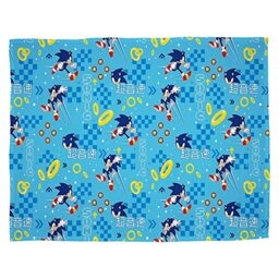Character World Officially Licensed Sonic the Hedgehog Fleece Blanket - Super Soft Warm Blue Geo Design Throw - Perfect For The Home, Bedroom, Camping & Sleepovers