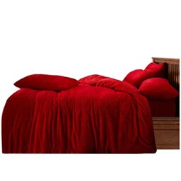 GC GAVENO CAVAILIA Teddy Duvet Set King Red, Super Soft Fluffy Luxury Design, Cosy Warm Bedding, 3 Piece Cuddly Fleece Bedset, Easy Care DuvetCover Bedlinen, 1 Quilt Cover + 2 Pillow Cases