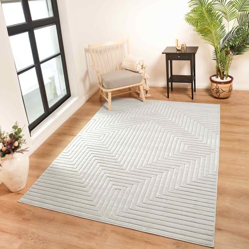 Livabliss Dallas Indoor Outdoor - Large Boho for Living Room 200x275 cm Dining, Kitchen Carpet, Patterned Neutral & Coloured, Waterproof, Stain Durable - White