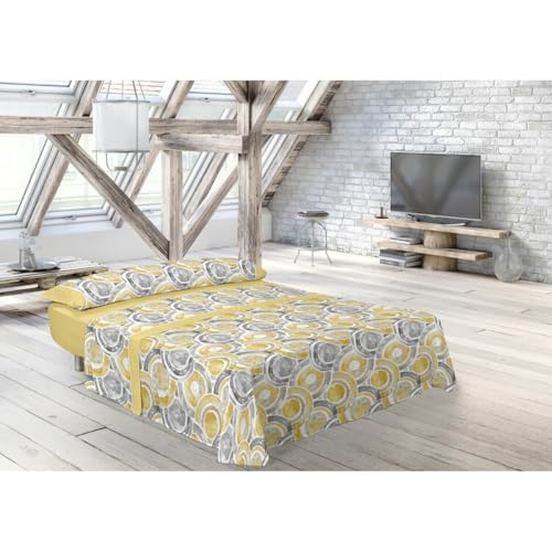 Pierre Cardin® 3-Piece Bed Sheet Set, 90 x 200 cm, 50% Polyester, 50% Cotton, 120 g/m², 144 Thread Count, Pillowcases 45 x 110 cm, Top Sheet 160 x 280 cm, ABDON Yellow