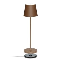 LA VILLE LUMIÈRE SuzieV Dimmable Rechargeable LED Table Lamp - Wireless for Bedrooms, Bedside, Living Room and Restaurants - Aluminum, Indoor/Outdoor, 48h, 3 Temp. Designed in Italy (Mineral Corten)