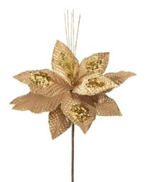 WeRChristmas Artificial Poinsettia Christmas Tree Flower Decoration, Gold, 30 cm