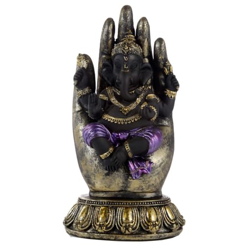 Puckator Purple, Gold and Black Ganesh in Hand - Ganesh Ganesha Idol Statue Statues For Home Decor - Ganapati Ganpati Indian Decoration Decorations Home -Hindu Gift Gifts Items For Women