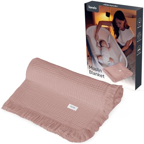 Lionelo Bamboo Blanket, Baby Blanket, Cuddly Blanket, Lightweight Bamboo Blanket, Changing Mat, 100% Cotton, Natural, Soft, Antibacterial, Hypoallergenic, From 1st Day of Life, 100 x 70 cm