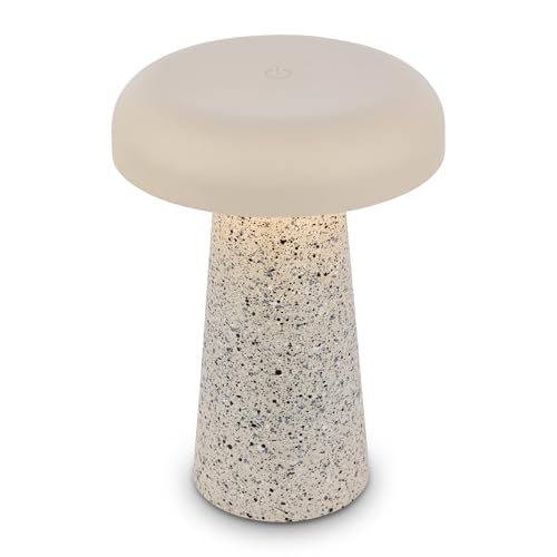 BRILONER - Rechargeable LED Table Lamp, Stepless Touch Dimmer, IP44, USB-C Charging Cable, Replaceable Battery, Night Light, Bedside Lamps, Battery Lamp, 12 x 17 cm, Travertine Warm Grey