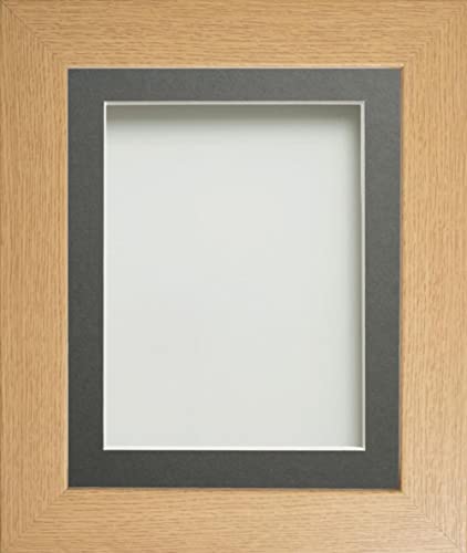 Frame Company Watson Beech Picture Photo Frame fitted with Perspex, 8x6 inch with Grey Mount for image size 6x4 inch