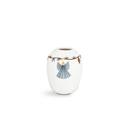 Kähler Hammershøi Christmas Vase Handmade with Watercolour Painting White Height 10.5 cm