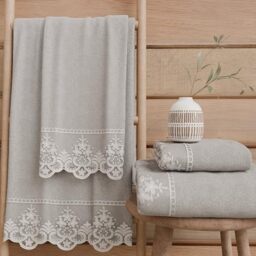 PETTI Artigiani Italiani - 100% Cotton Terry Bath Towels, 1+1 Towel Set, 2 Pieces, 1 Face Towel and 1 Hand Towel, Light Grey
