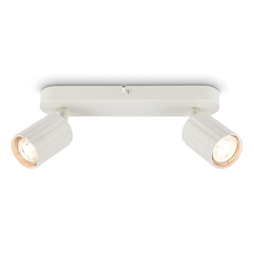 Briloner - Ceiling Light with Grooves, Adjustable, GU10, max. 9 W, Ceiling Spotlight, Ceiling Lights for Living Room, Ceiling Light Lounge, Ceiling Lights for Hallways, Bedroom, 28 cm, Antique White
