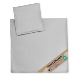 Julius Zöllner Muslin Children's Bed Linen 80 x 80 cm + 35 x 40 cm, 2-Piece Set Consisting of Duvet Cover and Pillowcase, 100% Cotton Muslin, with Zip, Standard 100 by Oeko-Tex, Grey