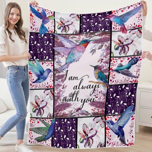 Treeswift I Am Always with You Hummingbird Blankets Soft Warm Sherpa Hummingbird Throw Blankets for Kids and Adults Hummingbird Gifts for Women and Girls