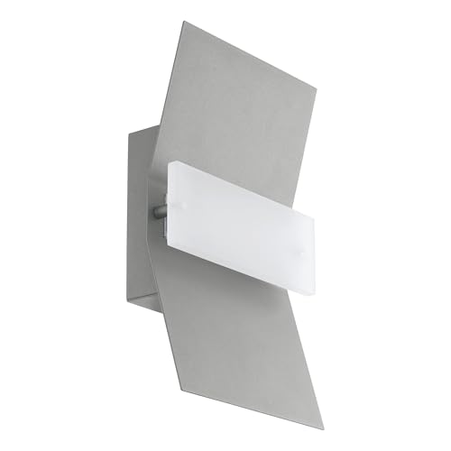 Eglo LED Outdoor Wall Lamp Binasco, Single-Light Exterior Fixture, Wall Light Made of Steel and Plastic, Colour: Silver, White, IP44