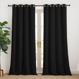 NICETOWN Thermal Curtain Black Blackout Curtains with Eyelets